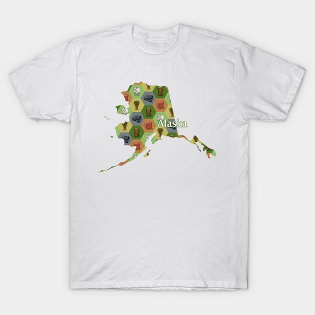 Alaska State Map Board Games T-Shirt by adamkenney